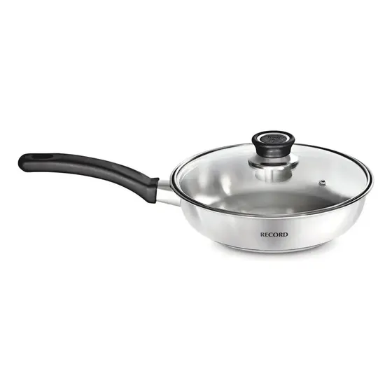 Sartén Record Inoxset Acero Inoxidable Con Tapa Vidrio N°22 Plateado | Cuotas sin interés