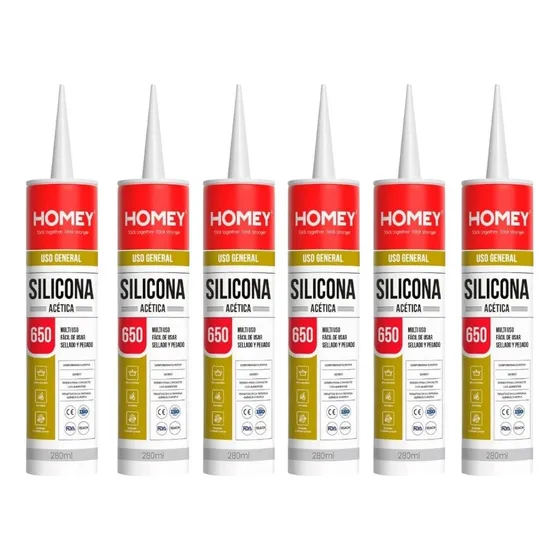 Silicona Acetica X6 650 280ml Homey Transparente