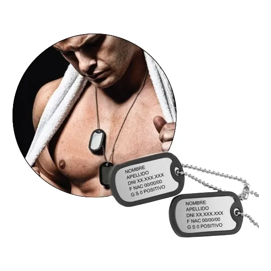 Chapas Identificación Militar Collar Grabado Personalizado