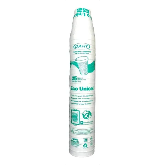 Vaso Unicel Térmico 10 Oz 25 Piezas
