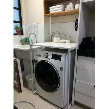 Movel Balcao Maquina Lavar Loucas E Roupas Metal Branco Tampo Branco