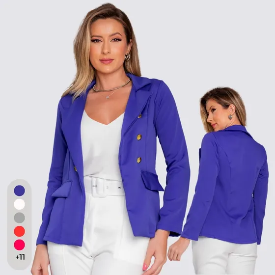 Blazer Feminino Social Terninho Alfaiataria Com Botões