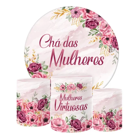 Painel Sublimad Redondo E Capas De Cilindro  Chá De Mulheres