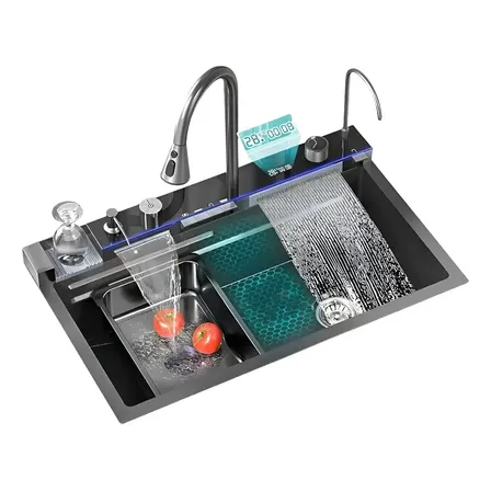 Bacha Inteligente Multifuncion Digital Led Revitech Gris Oscuro
