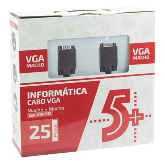 Cabo Vga Macho X Macho Com Filtro - 25,0 Metros - Pix