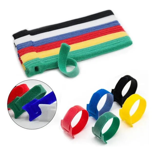 Kit Bridas De Color Velcro Desmontables Reutilizables Cables
