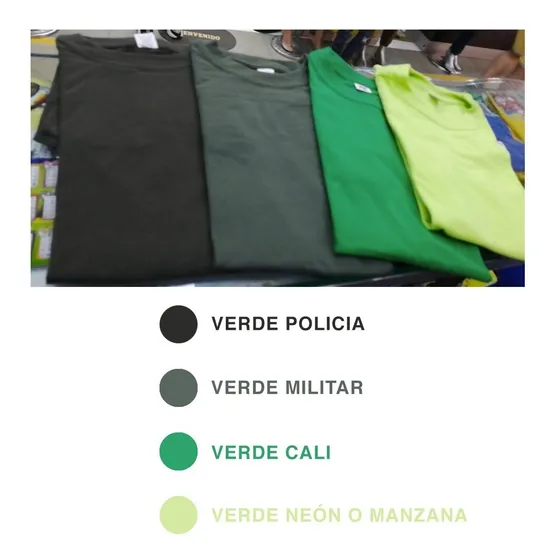 Docena Camisetas Cuello Redondo Algodón 180 Colores Surtidos