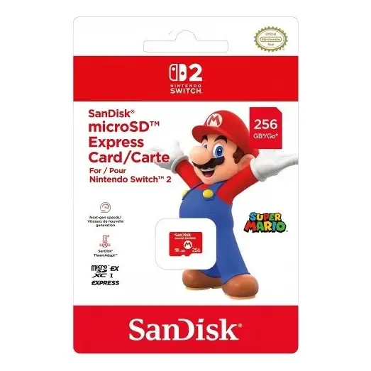 Nintendo Switch 2 Sandisk 256gb Microsd Express Memory Card