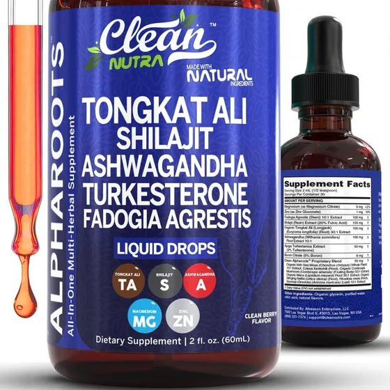 Suplemento Clean Tongkat Ali Shilajit Gotas Liquidas 60ml Sabor Sin Sabor