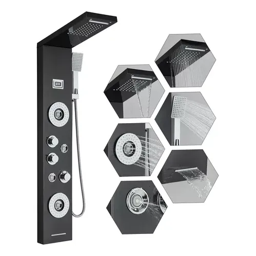 Panel De Ducha De Baño Negro Columna De Ducha De Inoxidable