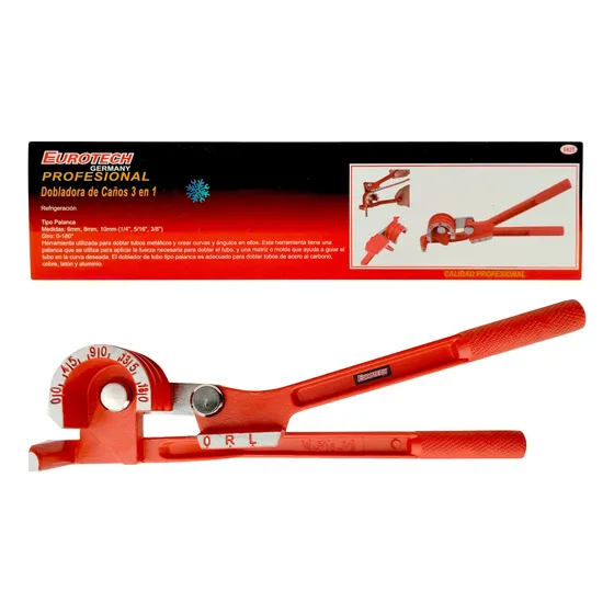 Dobladora Caño 1/4 5/16 3/8 - 180° Refrigeracion | Eurotech
