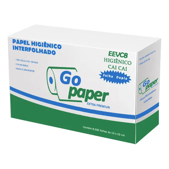 Papel Higiênico Interfolhado Cai Cai Folha Dupla 8000 Folhas