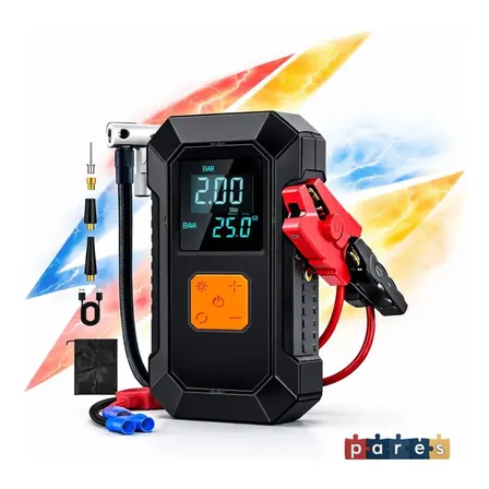 Auxiliar Partida Bateria Compressor Ar Emergência Portátil Veicular Com Compressor De Ar, Pares Portátil Compressor Ar 10000mah Veicular