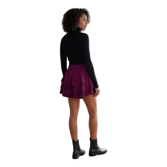 Falda Mini Mujer Con Vuelos Tiro Alto Varios Colores