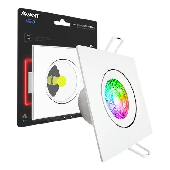 Spot Led Smart Inteligente Quadrado Emb 5w Rgb Avant Neo 127/220V