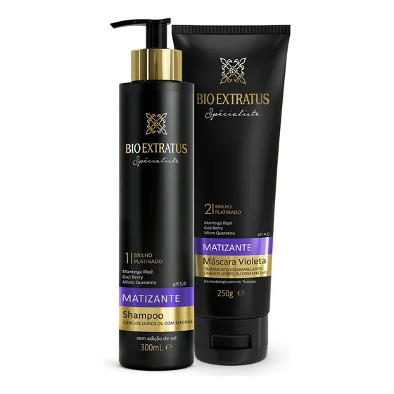 Kit Specialiste Matizante Brilho Platinado Shampoo + Máscara Violeta Bio Extratus