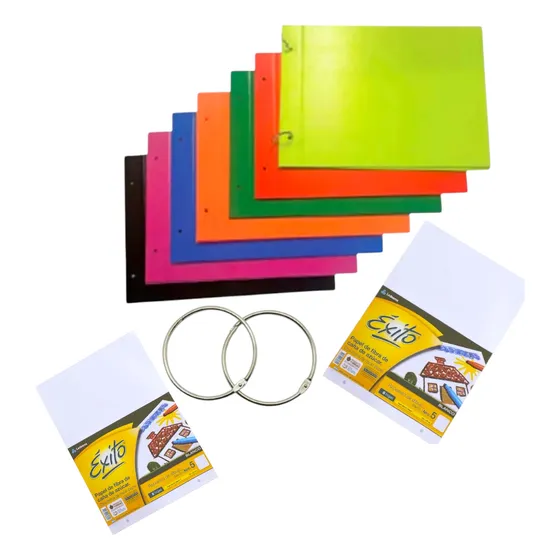 Carpeta Dibujo Numero 5 Color Pastel + 2 Ganchos + Hojas 