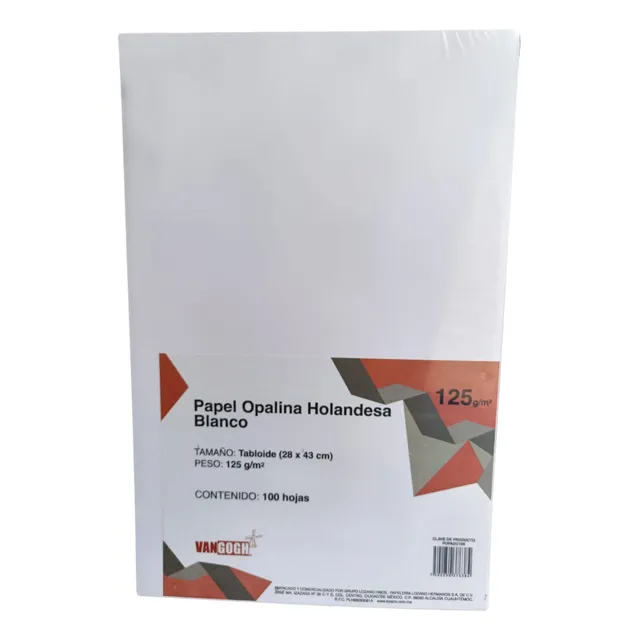 Papel Opalina Tabloide 100 Hojas 125g Blanco Van Gogh 28x43