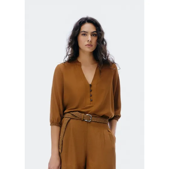 Blusa Femenina Escote V Con Botones - Hfa3