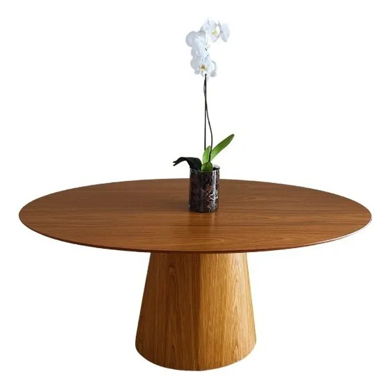 Personal Art Design Mesa de Jantar Cone Oval de MDF com Melamina Freijó 160x90cm Madeira Natural Laminada