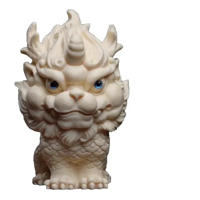 Estatua Perro Feng Shui Foo Blanco Acabado Fruta Marfil Para
