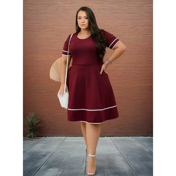 Vestido Evangélico Barato Midi Rodado Godê Moda Plus Size