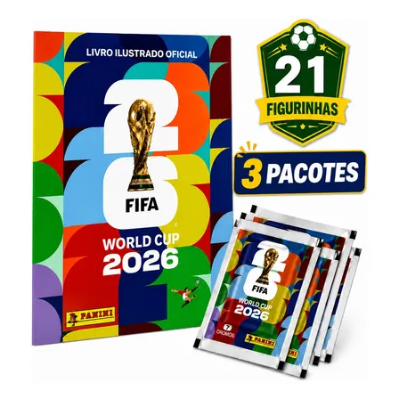 Álbum Copa Do Mundo Fifa 2026 Panini Oficial + 21 Figurinhas