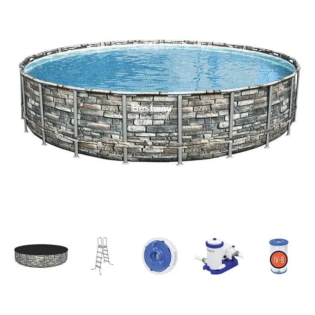 Alberca Estructural Power Steel 6.71m X 1.32m Bestway 56887 Gris Piedra