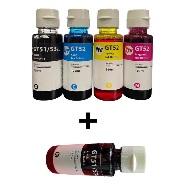 Pack 4 + 1 Regalo, Tinta Compatible Gt02 Inktank 115 315 415 Negro