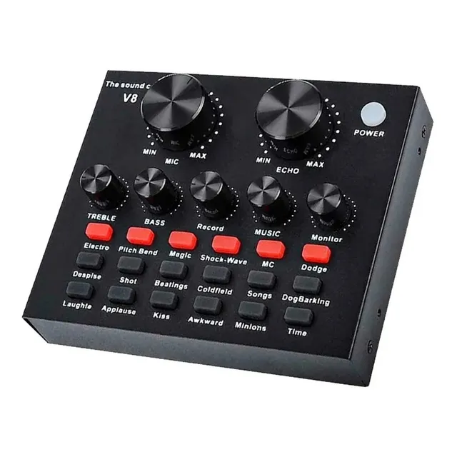 V8 Placa De Sonido Usb Grabacion Efectos Celular Pc Audio