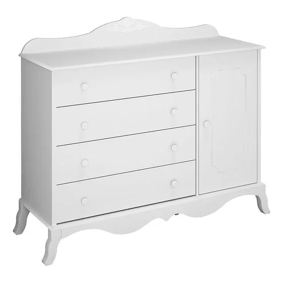 Cômoda Infantil Realeza 1 Porta Branco Acetinado  Canaã