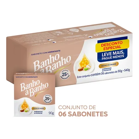 Pack Sabonete Barra Amêndoas & Pistache 6x90g 540g