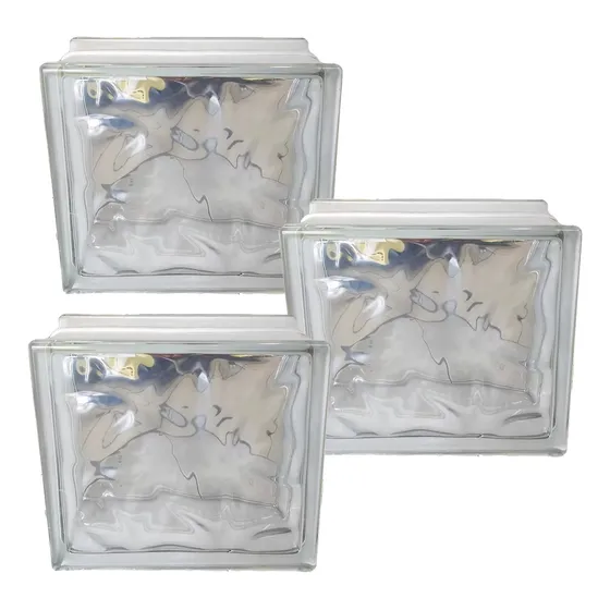 3pzs Vitroblock Traga Luz Decorativo 30cmx30cmx10cm Nube