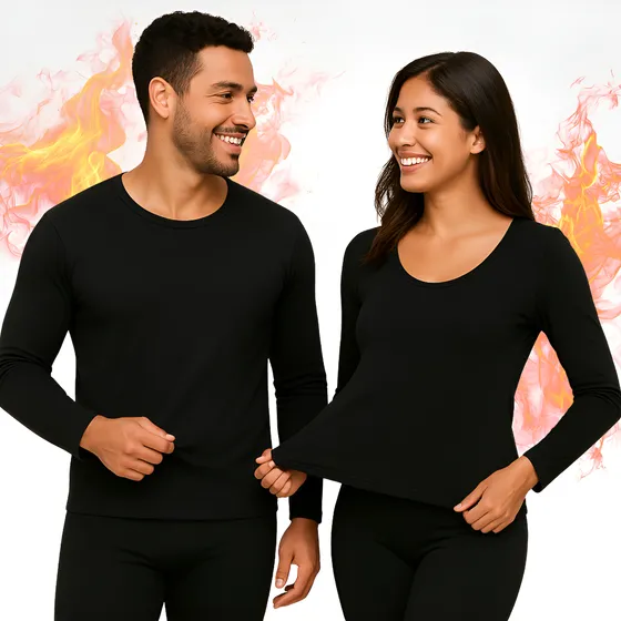 Conjunto Segunda Pele Térmica Flanelado Frio Intenso Preto