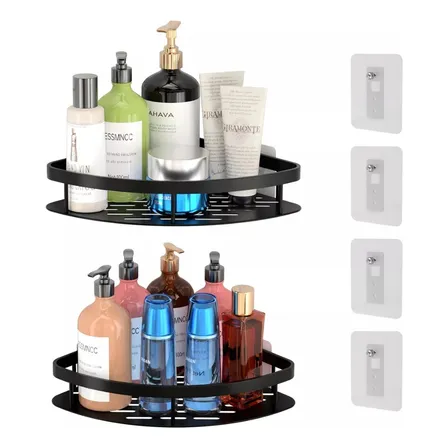 Esquinero Organizador Ducha Baño Estante Set 2 Pcs Color Negro