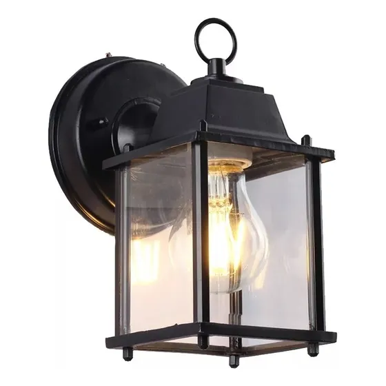 Farol De Pared 4 Caras Abierto De Aluminio Negro