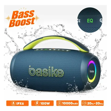 Basike 100w Caixa De Som Bluetooth 20Hz - 20kHz Boombox Tws Bass Boost 10000mah Ipx6 Caixa Som Portátil EQ Estéreo Alta Hifi Boombox Potente Festa Com RGB Luzes LED