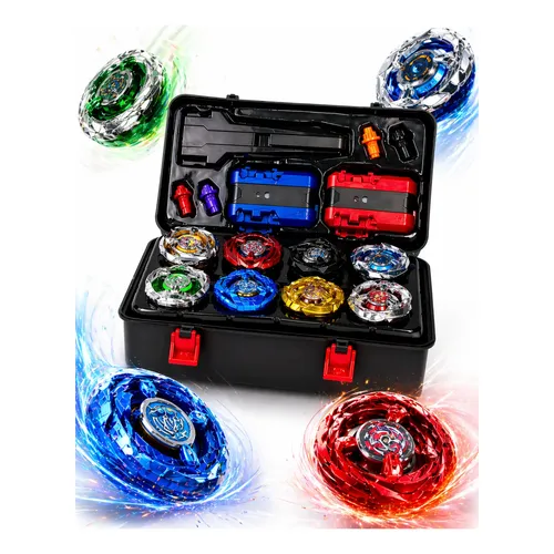 シャー blueeq（ブルイク）2セット Kit Maleta 8 Bayblade Metal Criança C/ 2 Lançadores E Grip E