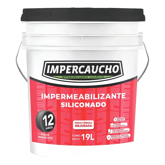 Impermeabilizante Ecológico Siliconado Impercaucho 19L Aislante Térmico Rojo Terracota