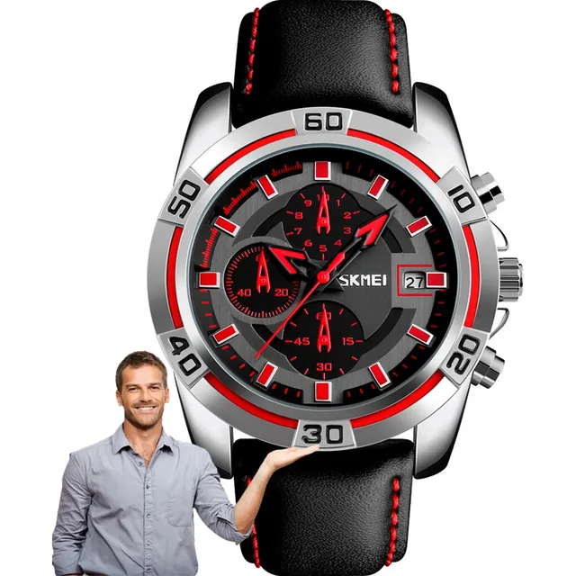 Reloj Skmei Moda 9156 Cronógrafo Cuero Resiste Agua Original