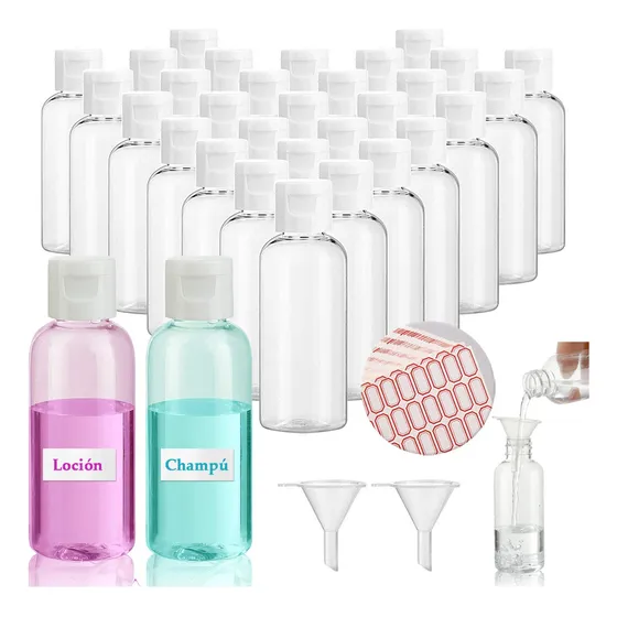 50 Envase Vacio Botella De Plastico Gel Crema 30ml Tapa Flip