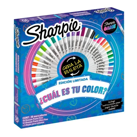 Set 30 Marcadores Punta Fina Sharpie Game + Ruleta