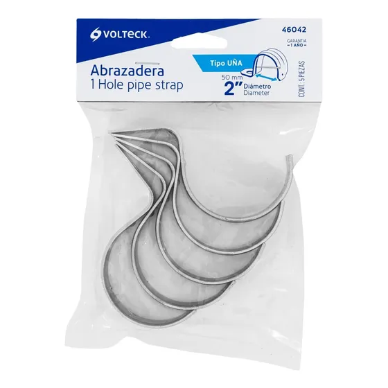 Abrazadera Tubo Tipo Uña 2 Bolsa Con 5 Pzas, Volteck