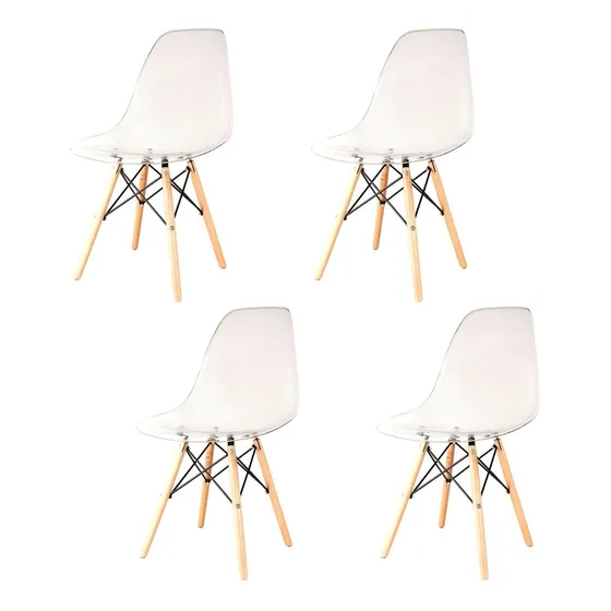 Silla Eames Transparente De Comedor Nordica Dsw X4 Unidades