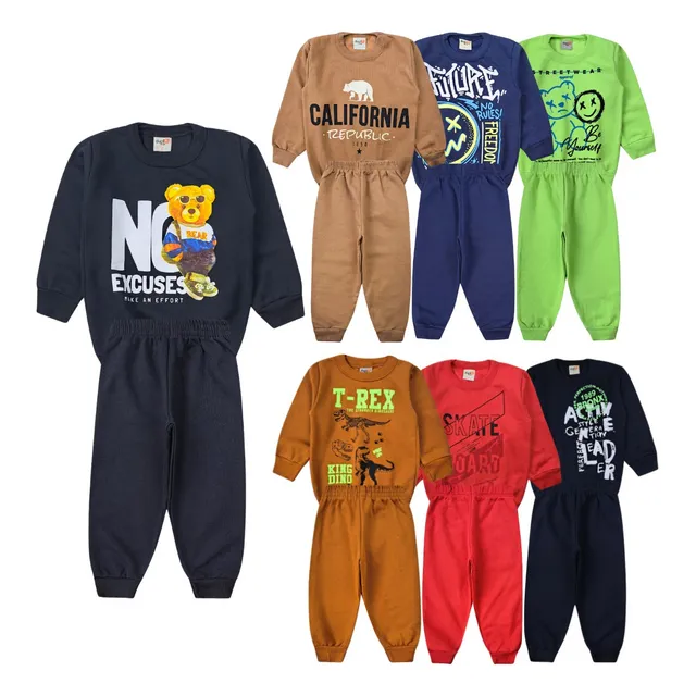 Kit 6 Peças Moletom Menino Infantil Inverno Atacado Barato