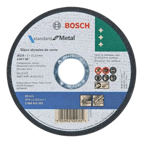 Disco Corte De Metal 4.5 PuLG Standard Bosch 115 X 1mm