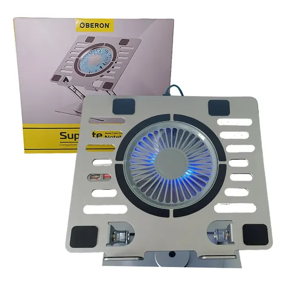 Suporte De Notebook Articulado Dobrável Com Cooler Led 360º Cor Prateado Cor Do Led Azul