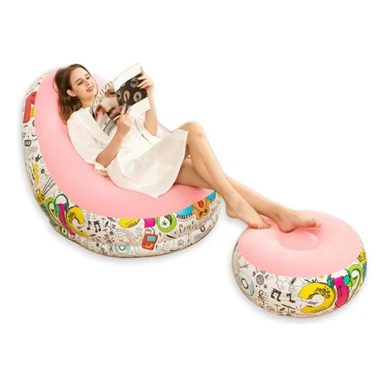 Sofá Puffs Inflable Portatil Con Posa Pie 