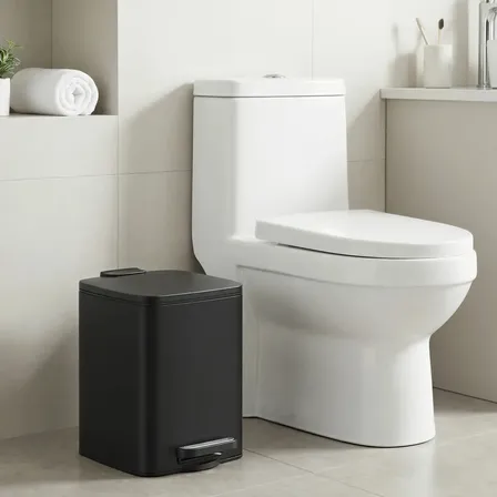 Lixeira Com Fechamento Suave, Aço Inoxidável, 6 L, Preto Preto