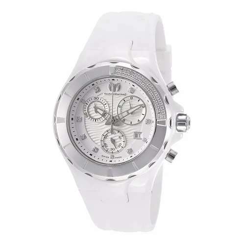 Reloj Technomarine Cruise Diamonds 110031c Color De La Correa Blanco Color Del Bisel Gris Color Del Fondo Blanco